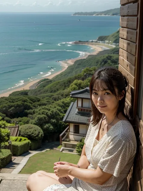 A leisurely day off for a single woman in Japan、Sunshine、Not scheduled、You can see the ocean、A house on a hill、quiet、Yawn