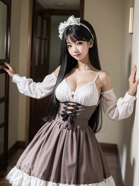 Master quality, highest quality, Best image quality, Exaggerated details, Cute 8 year old Asian boy with embarrassed expression, I narrowed my eyes a little., Style your hair, Long eyelashes (Long Hair / very, very exaggerated big breasts / Wearing a gorge...