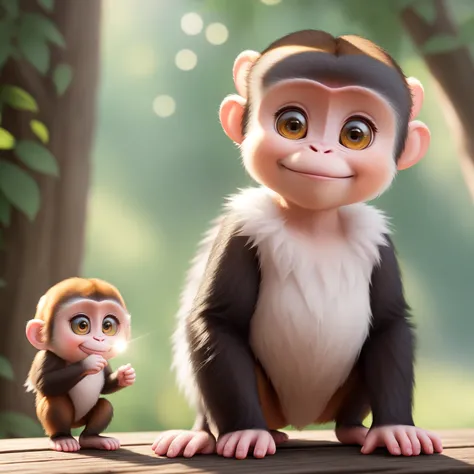 (masterpiece), (best quality), (ultra-detailed), (full body:1.2), (solo), Super cute, Pixar, (Baby monkey), (solo), Big bright eyes, Fluffy, Smile, Delicate and fine, Fairy tales, Incredibly high detailed, Pixar style, Bright color palette, Natural light, ...