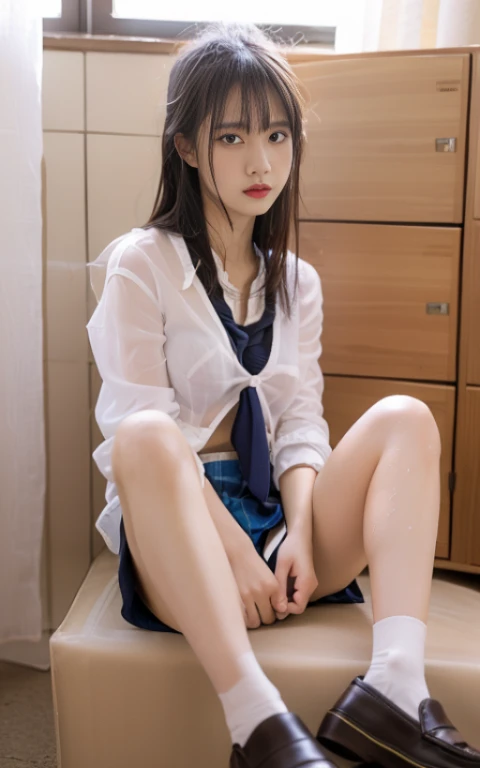 Highly detailed CG Unity 8k wallpaper、highest quality、Ultra-detailed、masterpiece、Realistic、Photo realistic、Highly detailed cute girl、18-year-old、Sitting 、A sophisticated gravure idol、Young Gravure Idol、Young and cute gravure idol、Realistic Young Gravure Id...