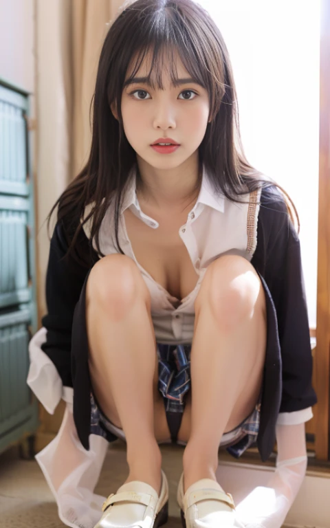 Highly detailed CG Unity 8k wallpaper、highest quality、Ultra-detailed、masterpiece、Realistic、Photo realistic、Highly detailed cute girl、18-year-old、Sitting 、A sophisticated gravure idol、Young Gravure Idol、Young and cute gravure idol、Realistic Young Gravure Id...