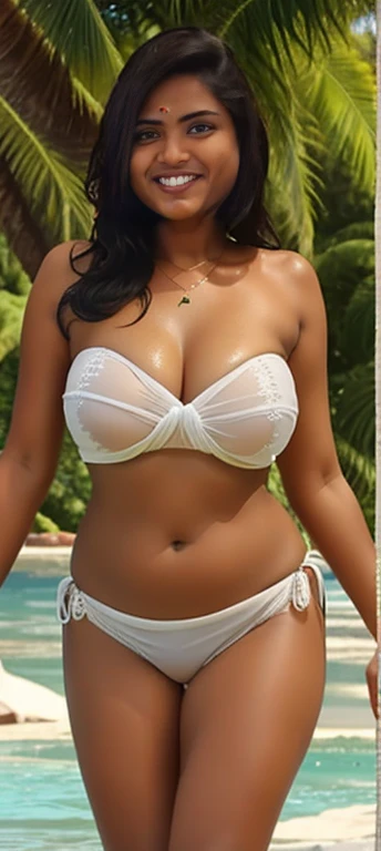 Most beautiful Tamil girl wearing strapless bikini sexy expression sexy body transparent bikini nipples impression big  hard nipples deep clevage nipples embossed transparent wet bikini cleavage exposing  grabbing bindhi on forehead middle++ under bikini e...