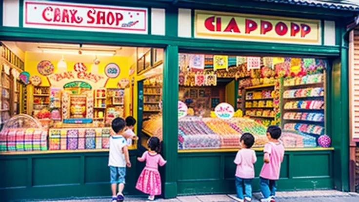 Candy shop、Sunset on 3rd Street、Children playing with a spinning top、Parents and children playing with kites、Children playing with menko、Children shopping at a candy store、Old Japanese tiled house、Scene of children playing、A crowd of children playing in fr...