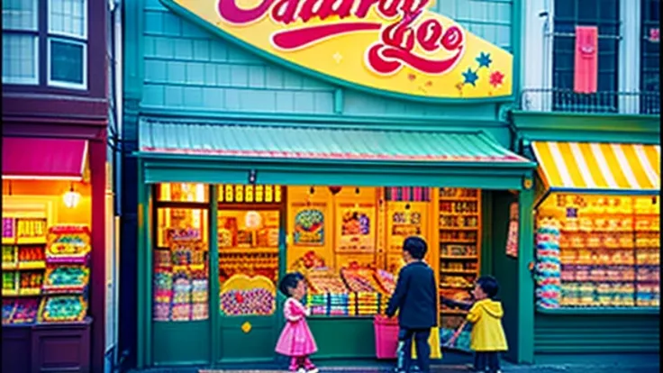 Candy shop、Sunset on 3rd Street、Children playing with a spinning top、Parents and children playing with kites、Children playing with menko、Children shopping at a candy store、Old Japanese tiled house、Scene of children playing、A crowd of children playing in fr...