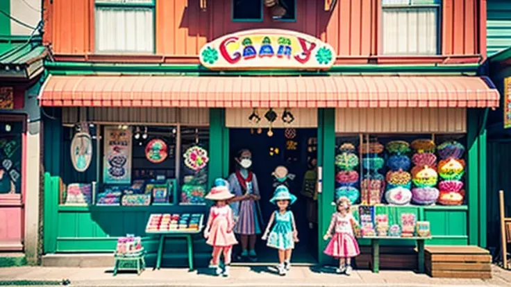 Candy shop、Sunset on 3rd Street、Children playing with a spinning top、Parents and children playing with kites、Children playing with menko、Children shopping at a candy store、Old Japanese tiled house、Scene of children playing、A crowd of children playing in fr...