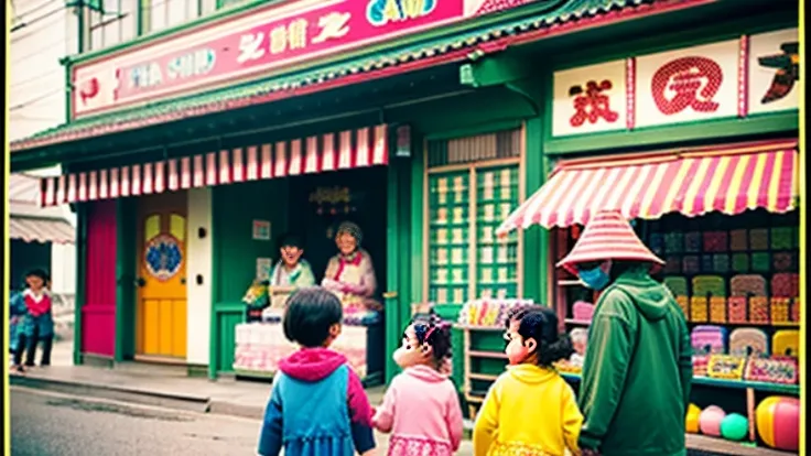 Candy shop、Sunset on 3rd Street、Children playing with a spinning top、Parents and children playing with kites、Children playing with menko、Children shopping at a candy store、Old Japanese tiled house、Scene of children playing、A crowd of children playing in fr...