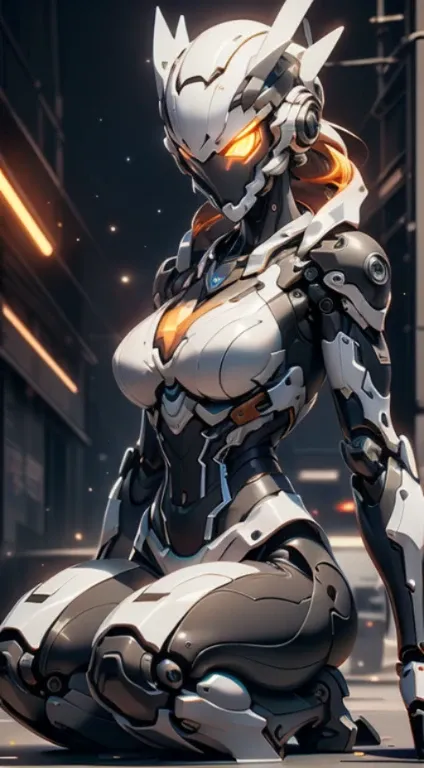 (Future 1.5), (1.mechanical girl: 1.5), whole body,Huge Breasts，Showing cleavage， Curvy beauty, thigh, High heel,Solitary, Slim waist, ((Expose the abdomen and head))), thigh粗壮, (Machine prefix: 1.2), (Mechanical limbs: 1.1), (Blood vessels connected to th...