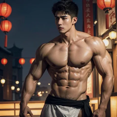 Alafard man shirtless  and white brief carrying a backpack, muscular body, handsome,  manly,  inspirite by Zhang Han, Cai Xukun, Kim Do-young, Inspired by Bian Shoumin, Inspired by Xiao Yuncong, yihao ren, yanjun cheng, jinyiwei, inspired by Huang Gongwang...