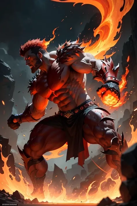 Lets create a fearsome monster with a body made of lava:

Name: Inferno Goliath

Appearance:
- Inferno Goliath is a towering behemoth, standing over fifteen feet tall, with a massive and imposing frame that seems to radiate heat and power.
- His body is co...