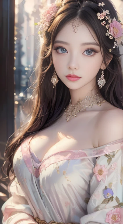 highest quality，masterpiece，High resolution，One girl，Dindal effect，Realistically，Edge Light，Two-tone lighting，（Highly detailed skin：1.2），8K Ultra HD，Pure，sweet，Floral Background，Colorful background，Based on physical rendering，Perfect light and shadow，Extre...