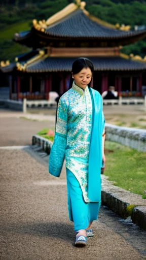 Ancient Chinese woman walking alone