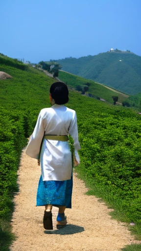 Ancient Chinese woman walking alone