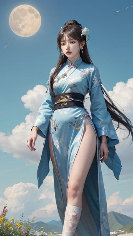 (masterpiece, highest quality, highest quality, Official Art, beauty:1.2),（最詳細清晰的Contour和五官：2.0，Contour：2.0） (1 Chinese Goddess:1.5), Very detailed,(Dunhuang艺术:1.1),(Dunhuang，Rich and colorful:1.1)(Flowers:1.3),Most detailed,(Tangled:1.2), (Dynamic Flight ...