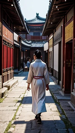 Ancient Chinese woman walking alone、photograph