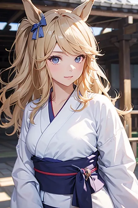 gold city (umamusume), Young woman in yukata, arms behind back, masterpiece, best quality, super detail