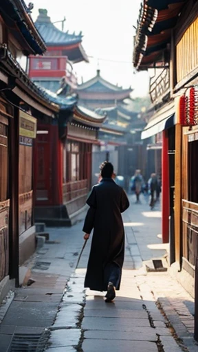 Ancient Chinese woman walking alone