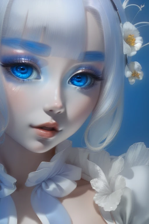 (masterpiece, highest quality, High resolution:1.2), One Girl, alone,Ram,(Close-up)、blue eyes、White Hair、Seductive pose