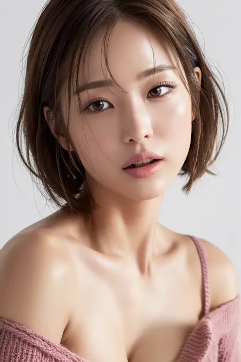 (masterpiece:1.3), (8k, Photorealistic, Raw photo, Best image quality: 1.4), Japanese women、Woman in her 40iddle-aged woman、(Random Hairstyles:1.2)、Cleavage:1.2、Super detailed face、Attention to detail、Slanted Eyes、double eyelid、Put your chest together、Shar...