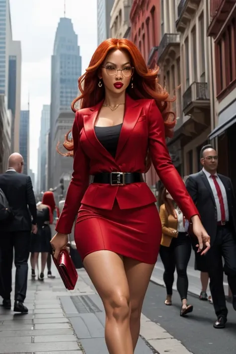 (masterpiece), best quality, expressive eyes, perfect face, (city background), (walking), (miss sara bellum), (jennifer lopez fa...