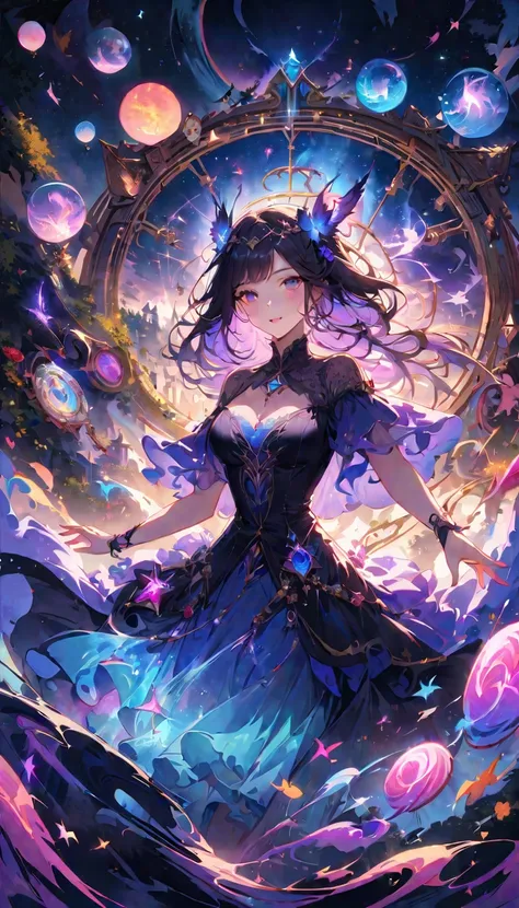 transparent，amazing，半transparent，Luminescence的，Ethereal，spooky，Luminescence，charming，Enchanting，The beauty of illusion，Celestial Phenomenon，Magical female magician floating on magic circle，Float gracefully，charming光环，Mysterious charm，charming外表，Astrology m...