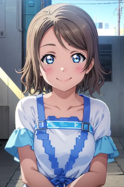 (((pixel-perfect, detail-perfect))), solo, 1girl, you watanabe, smile, Summer