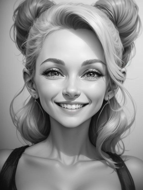 drawing with charcoal pencils, 4k, drawing of a woman with a big smile on her face, cartoon!!!, self - portrait!!!!, artist sketch, inspired by Nil Gleyen, portrait!!!!!!, ( (portrait)), art, charcoal portrait, pencil and charcoal, realistic sketch, art sk...