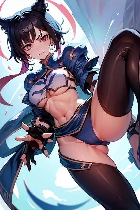 fitness,mulher jovem,short black hair , badass , full ancient armor,coxas torneadas,Evil Smile,juri han,chifres de cabelo,detalhes do corpo,low yellow lighting,raios de luz
belo corpo detalhado