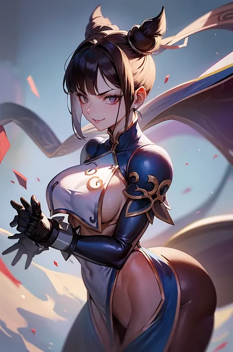 fitness,mulher jovem,short black hair , badass , full ancient armor,coxas torneadas,Evil Smile,juri han,chifres de cabelo,detalhes do corpo,low yellow lighting,raios de luz
belo corpo detalhado