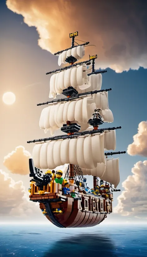 (best quality, high resolution, Lego ship floating in the sky