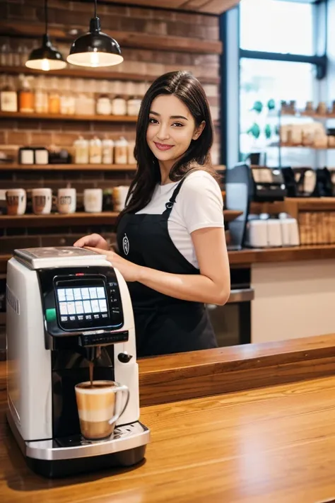 (best quality,4k,highres,masterpiece:1.2),ultra-detailed,realistic:1.37,portraits,vivid colors,sharp focus,Aishwarya Rai,Barista,Starbucks uniform,coffee making,beautiful detailed eyes,beautiful detailed lips,long eyelashes,perfectly groomed eyebrows,silky...