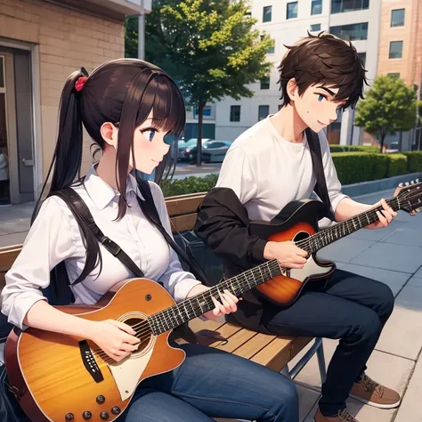 college students (boy and girl), fake dating, loves guitar