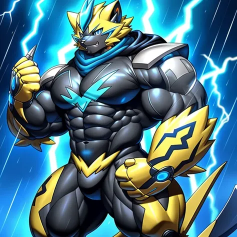 (masterpiece, best quality, detailed:1.2)
(Pokémon)
detailed full body,
Zeraoras giant robot.
Gigantic ZERAORA,
GIANT.
Protecting Zeraoras design and color scheme. scarf, A Zeraora at the bodybuilding competition, thunderstorm, rainy weather, lightning
wea...