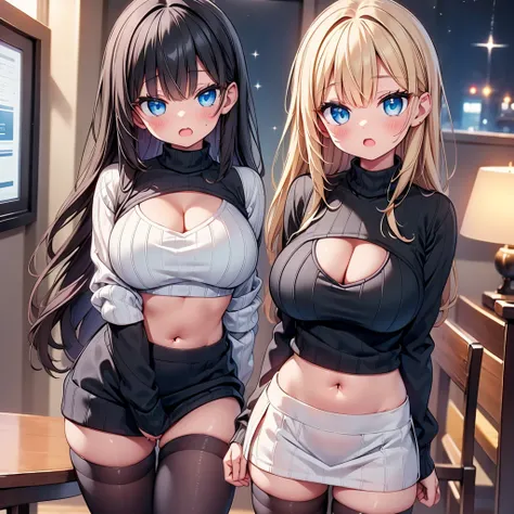 (cute eyes:1.2), (sparkling eyes:1.2), highest quality,wonderful,finely,extremely detailed CG Unity 8K wallpaper, (girl, cute eyes, clothed), virgin killer sweater, (sweater dress:1.2), (ribbed sweater,sideboob,cleavage cutout, turtleneck sweater,(black sw...