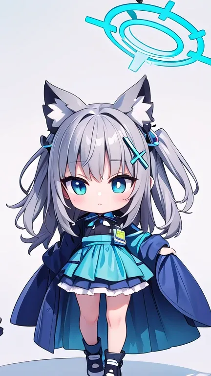 shiroko_bluearchive,beast ears, full body,chibi