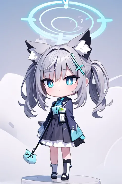 shiroko_bluearchive,beast ears, full body,chibi