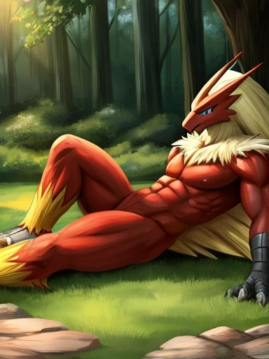 ,  , Pokemon, Blaziken, reclining, thick thighs 