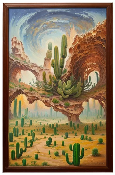 painting of a desert landscape with a cactus, сюрреалистический canvas, oil, surrealism, canvas, oil, a surreal painting, surreal painting, surrealist oil painting, Шедевр абстрактного surrealismа, surreal painting, a surrealistic landscape painting, a sur...