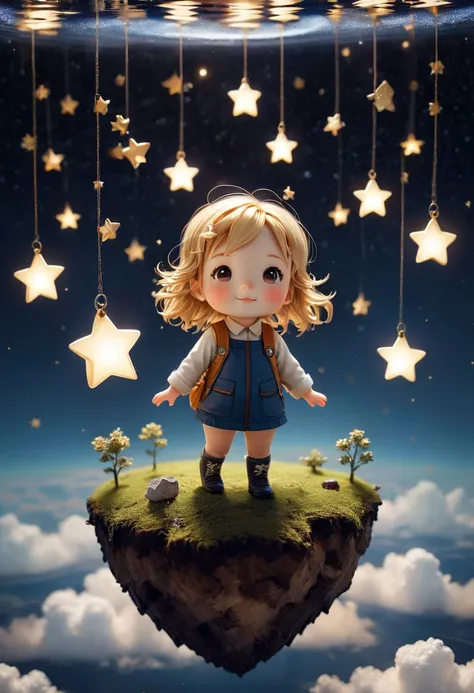 cute stars Floating high in the air, chibi, (masterpiece, best quality, Professional, perfect composition, very aesthetic, absurdres, ultra-detailed, intricate details:1.3), by joel robison