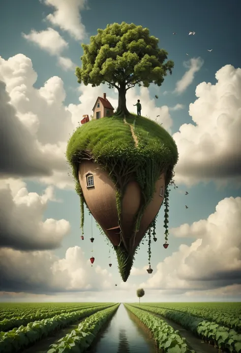 beanstalk Floating high in the air, (masterpiece, best quality, Professional, perfect composition, very aesthetic, absurdres, ultra-detailed, intricate details:1.3), by joel robison