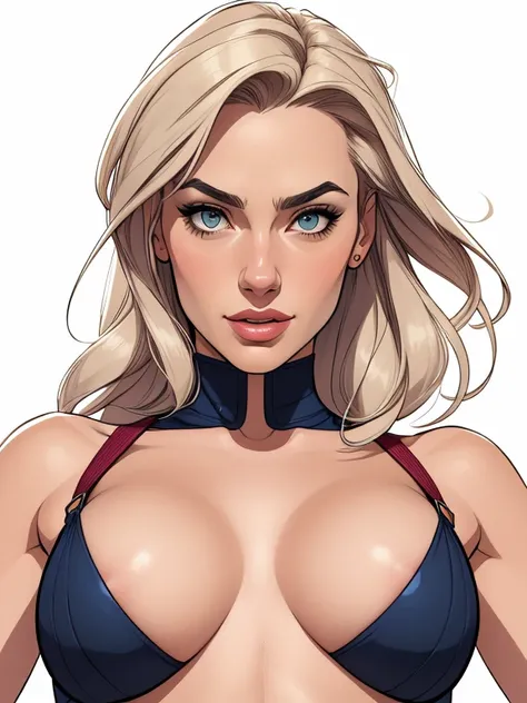 Personagens estilo artgerm  femininas Yvonne Strahovski estilo de desenho animado:1.2), Woman from Southern Brazil Drawing Art Gaucho Artline white background woman Cartoon image of a woman , roupas sensuais , garota super valente destemida , Ilustra??o es...