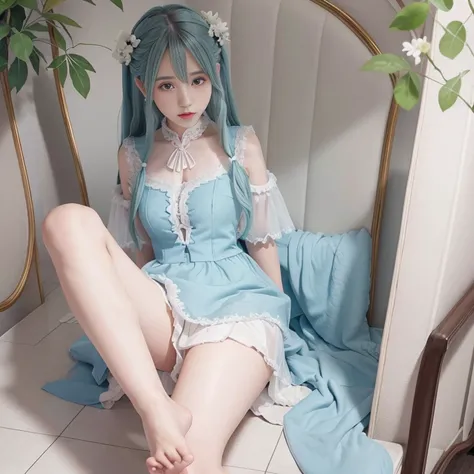 hatsune Miku、(ultra Realistic), (An illustration), (Highres), (8K), (highlydetailed), (the best illustration), (Beautiful Detailed Eyes), (beste Quality), (Super Detailed), (Master peace), (Wallpapers), (Detailed Face), solo, 1girl, Aristocratic dresses、Wh...