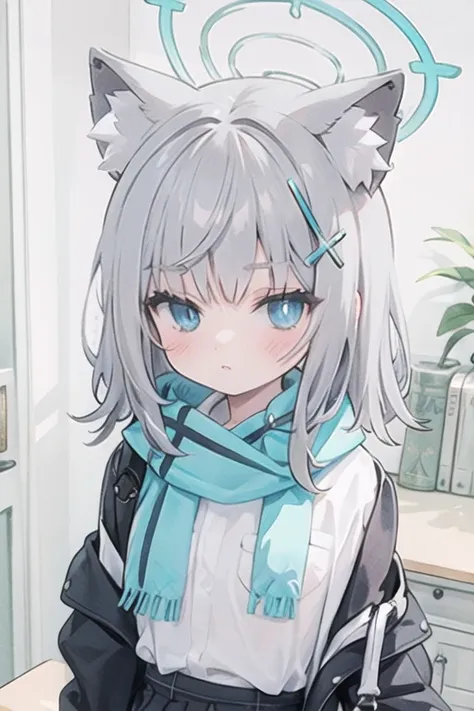 shiroko_bluearchive,beast ears,looking at viewer, tsundere,