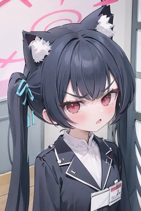 serika_bluearchive,cat ears,looking at viewer, tsundere, a little bit angry