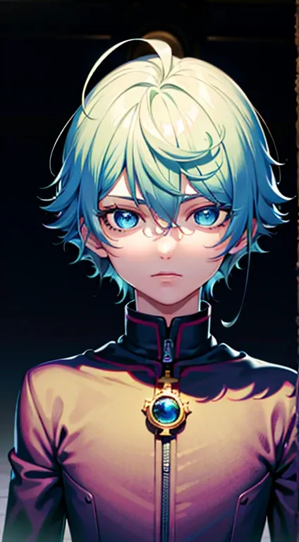 dynamic lighting. ultra high res, masterpiece, best quality, high quality, 1boy, solo, male focus, looking at viewer, upper body, hoshino_aquamarine, star-shaped_pupils, blue eyes, detailed eyes, detailed hair