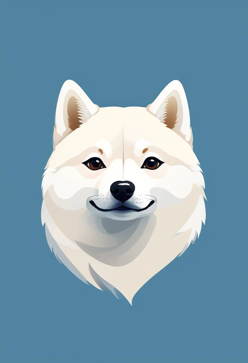 Vector art minimalist logo illustration cute white shiba inu vector art type, detailed, Beautiful artistic rendering in clean minimalist cartoon style