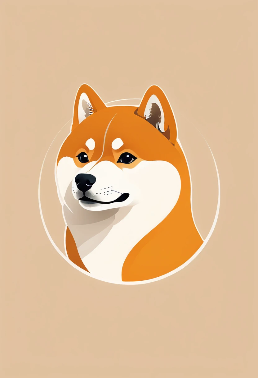 Vector art minimalist logo illustration cute shiba inu vector art type, detailed, Beautiful artistic rendering in clean minimalist cartoon style