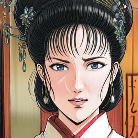 (best quality), (very aesthetic), (ultra-detailed), (best illustration),nsfw,a mature female,perfect face,suikoden,mrs. lin,(ful...