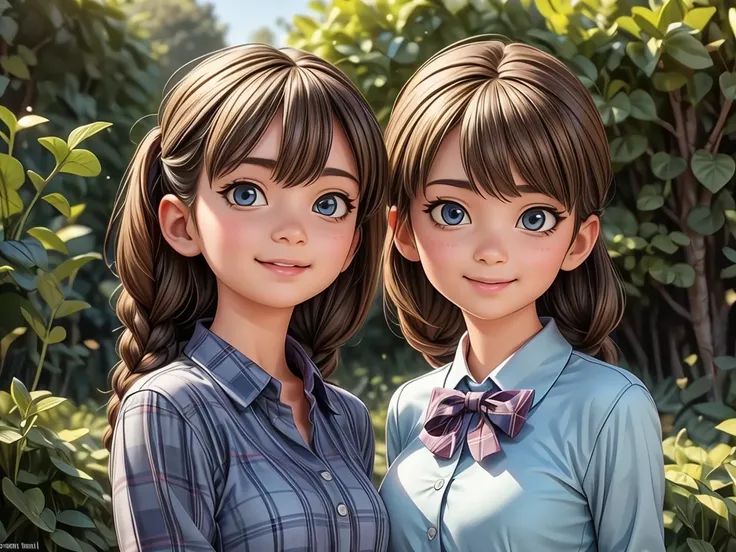 (anime,concept artists),(best quality,4k,8k,highres,masterpiece:1.2),ultra-detailed,(realistic,photorealistic,photo-realistic:1.37),beautiful detailed eyes,beautiful detailed lips,extremely detailed eyes and face,longeyelashes,[playing together],A girl pla...