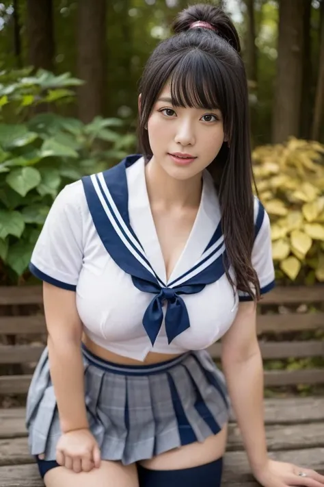 (highest quality,8k,High resolution:1.2),(Beautiful and realistic Japanese figures:1.6)、(Cute Japanese Girl:1.4),(Huge breasts:1.25),(Attractive body),(school uniform,Bra very,Pleated skirt,Sailor collar,White shirt:1.2)、19 years old、Professional、(My dear ...