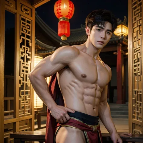 Chinese Men God, Mythology, Chinese odyssy, Handsome, Twink, Topless, Muscles, Athlete body, Full Frame, Sexy, Professional Lighting, Hanfu Outfit, Chinese Heaven Background, Bulge Underneathe Underwear, Hanfu Warrior, Hanfu God, Hanfu Male, Hanfu Nobel, S...